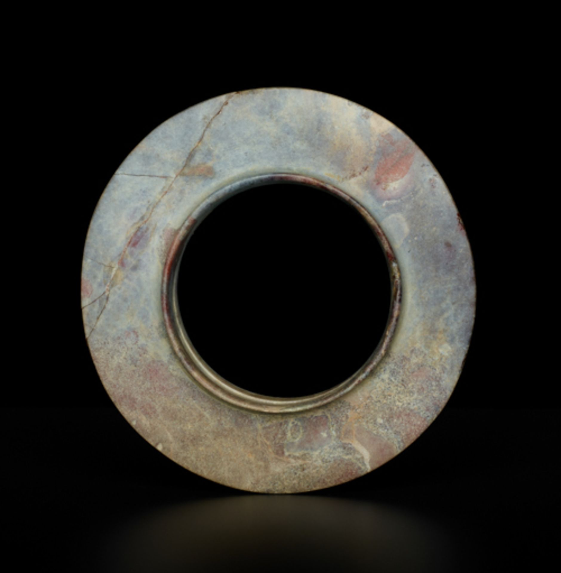 PAIR OF COLLARED YUAN RINGSJade. China, Late Shang dynasty, c. 1200 BCThese two collared rings are - Image 8 of 8