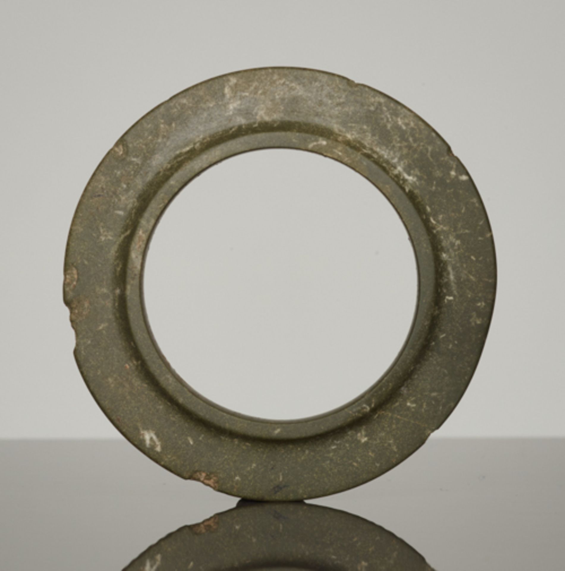 PAIR OF COLLARED YUAN RINGSJade. China, Late Shang dynasty, c. 1200 BCThese two collared rings are - Image 2 of 8