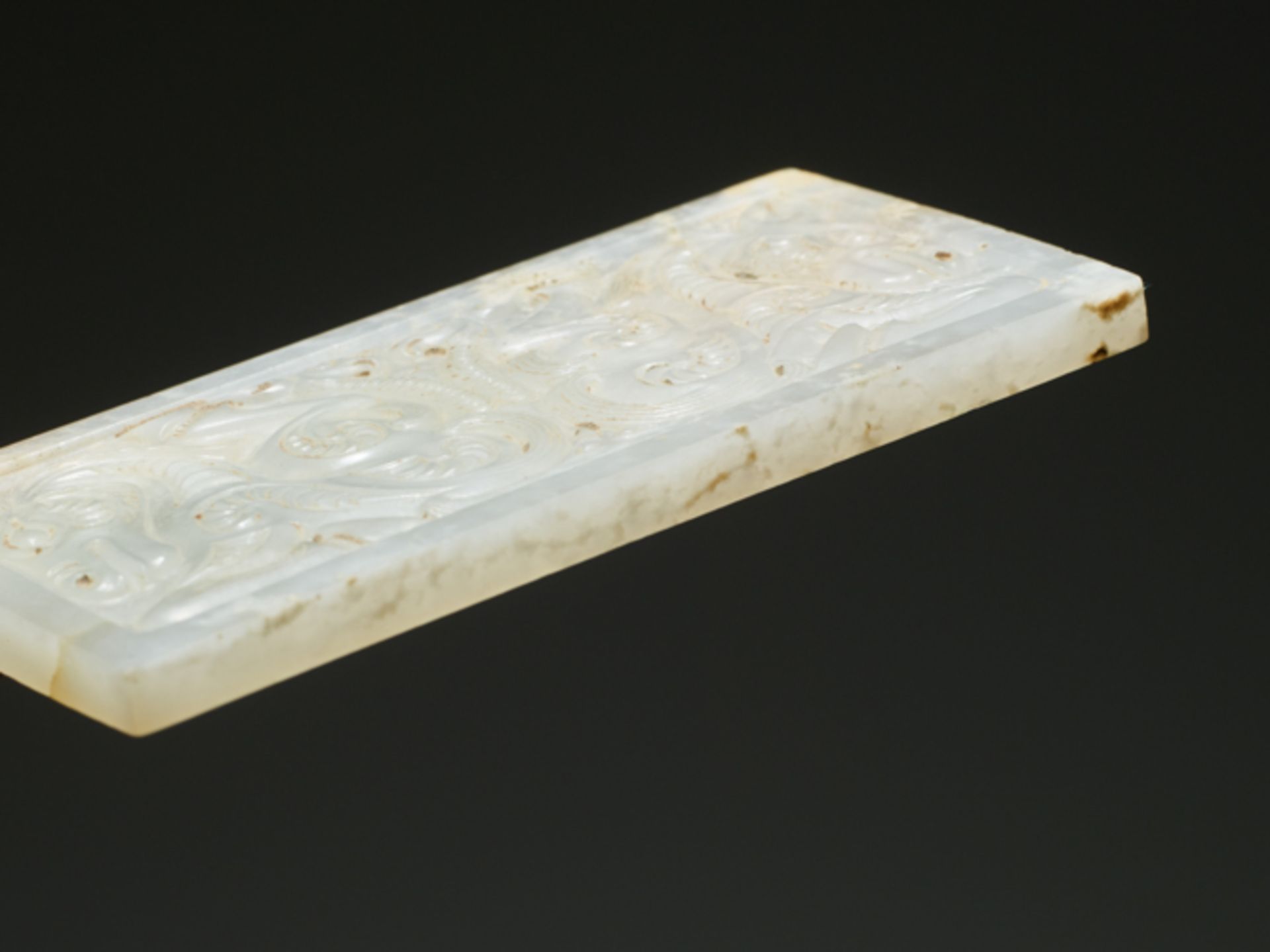 PAIR OF PLAQUES IN WHITE JADE IN THE STYLE OF THE STEPPEJade. China, Early Western Han period, 2nd – - Image 6 of 7