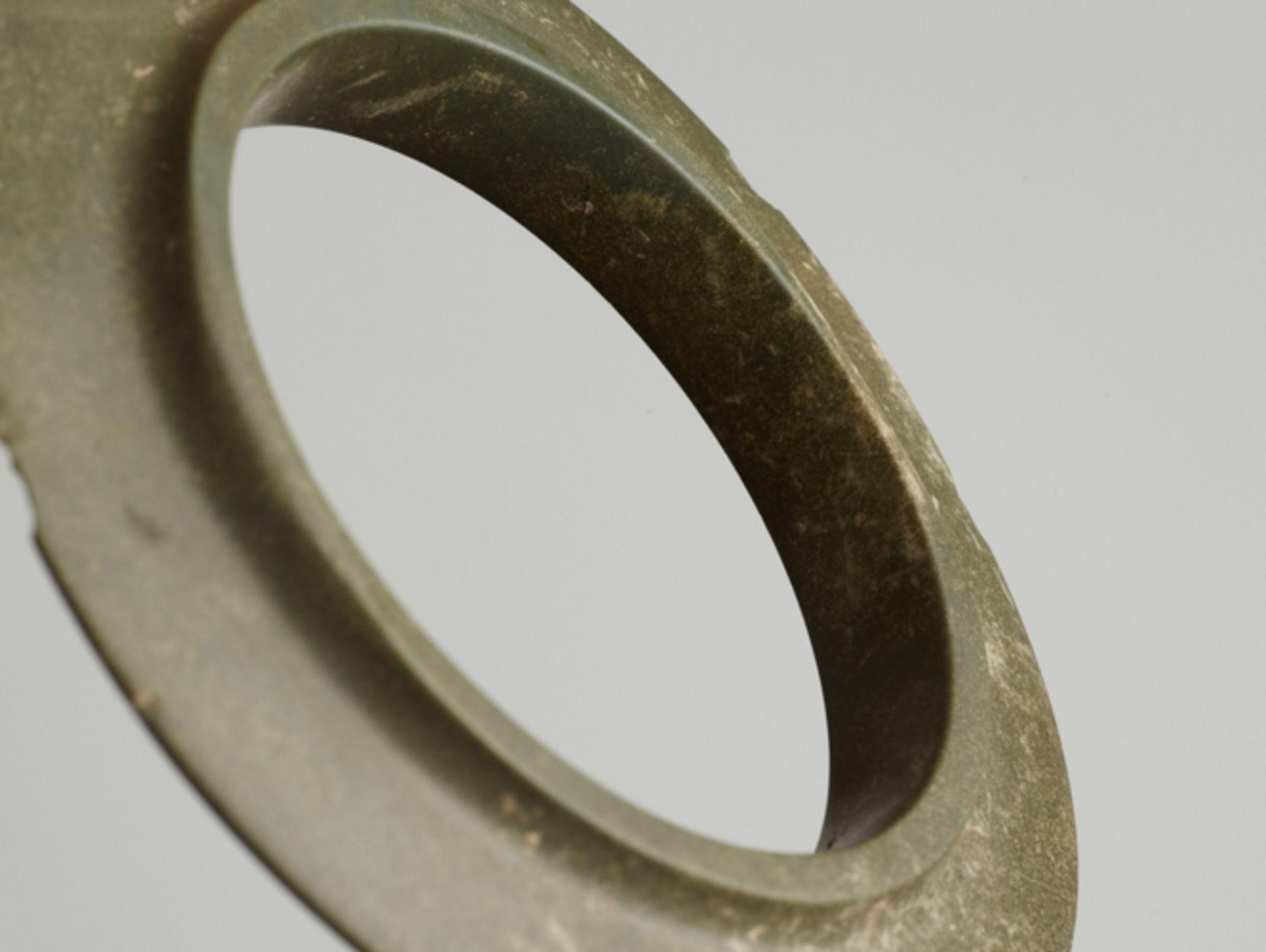 PAIR OF COLLARED YUAN RINGSJade. China, Late Shang dynasty, c. 1200 BCThese two collared rings are - Image 6 of 8