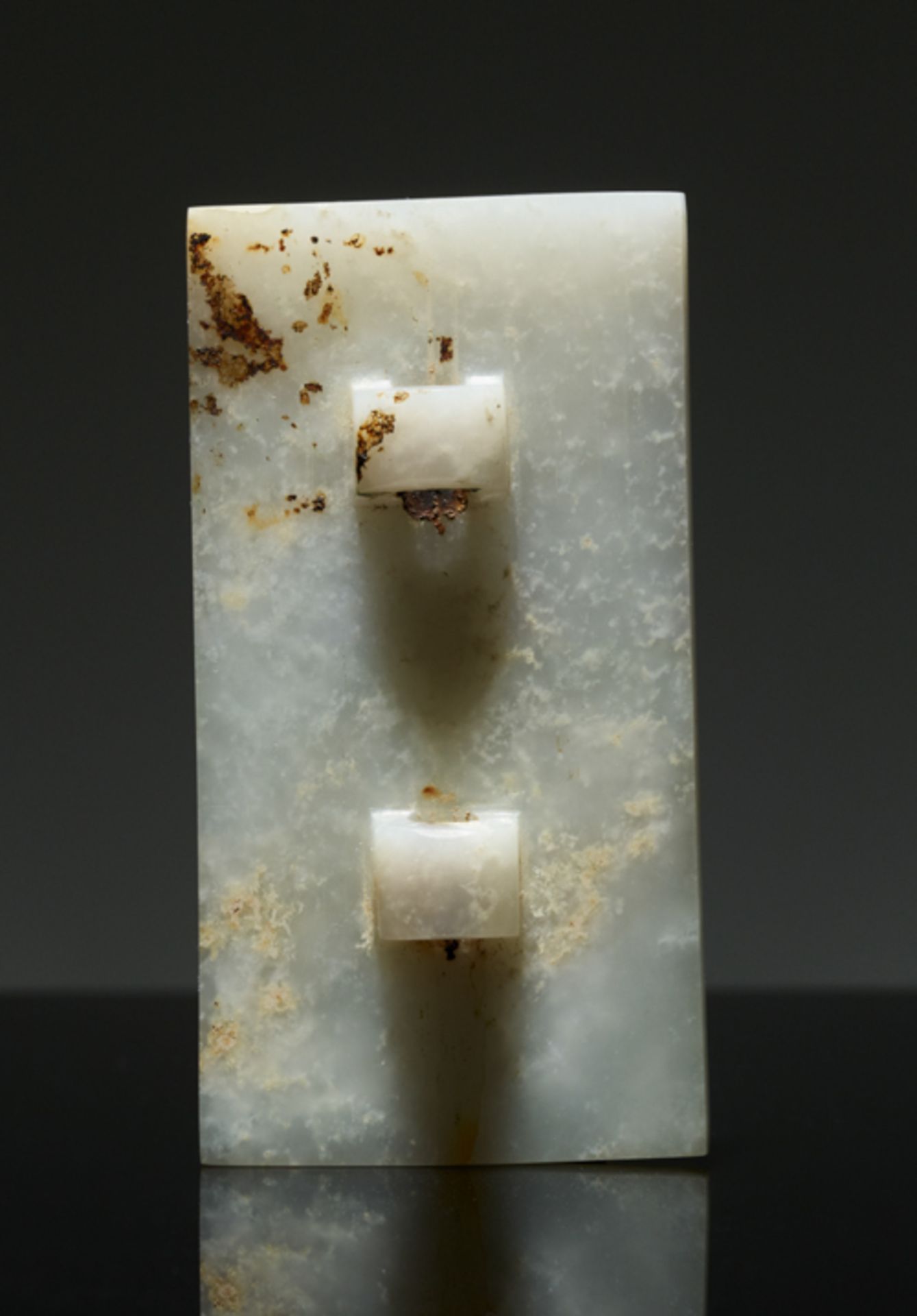 PAIR OF PLAQUES IN WHITE JADE IN THE STYLE OF THE STEPPEJade. China, Early Western Han period, 2nd – - Image 3 of 7