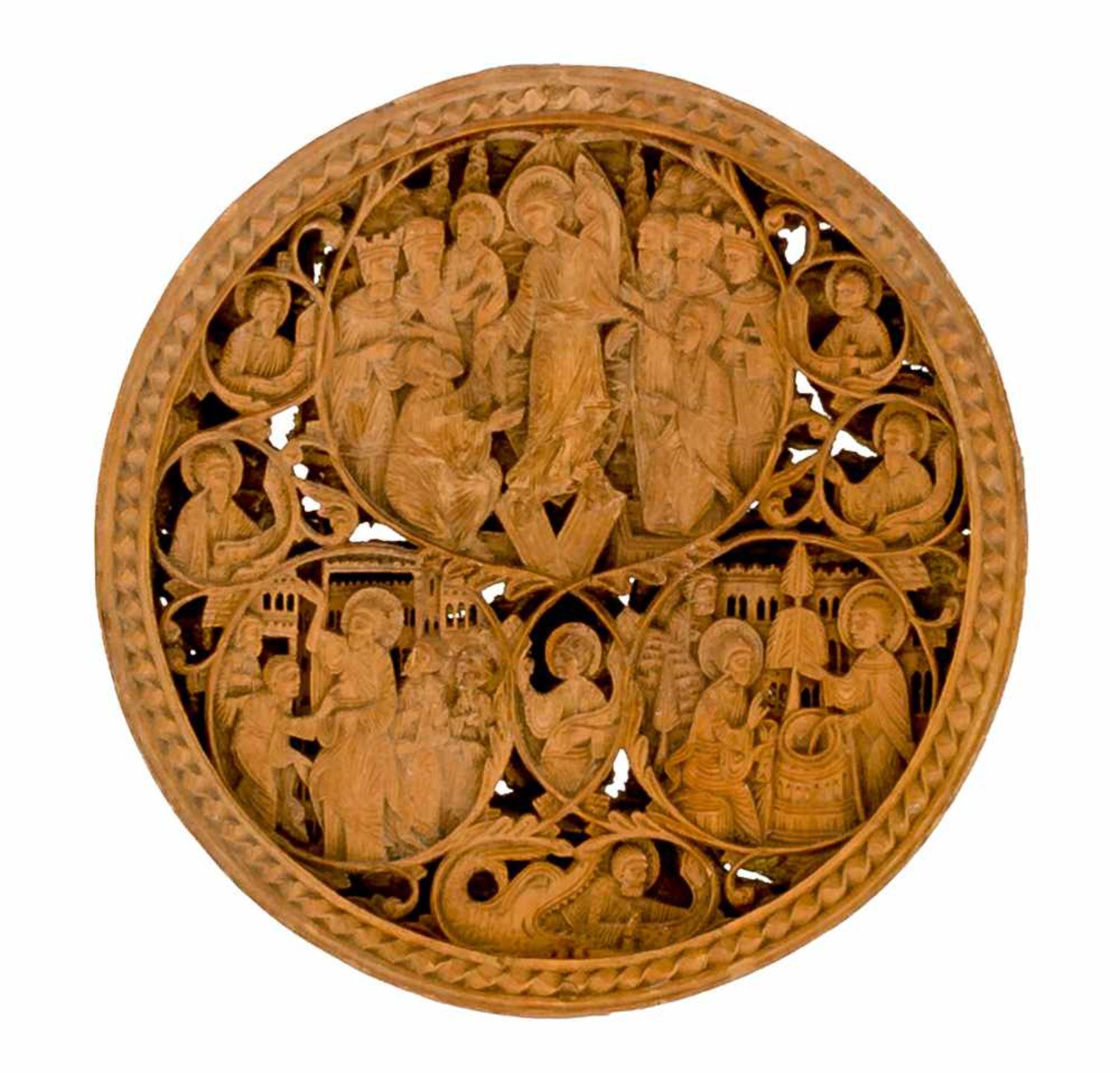 * Reliquar mit Schnitzerei Georgien (?), 17. Jh. und Athos, 18. Jahrhundert Durchmesser: 6 cm Die - Bild 4 aus 4