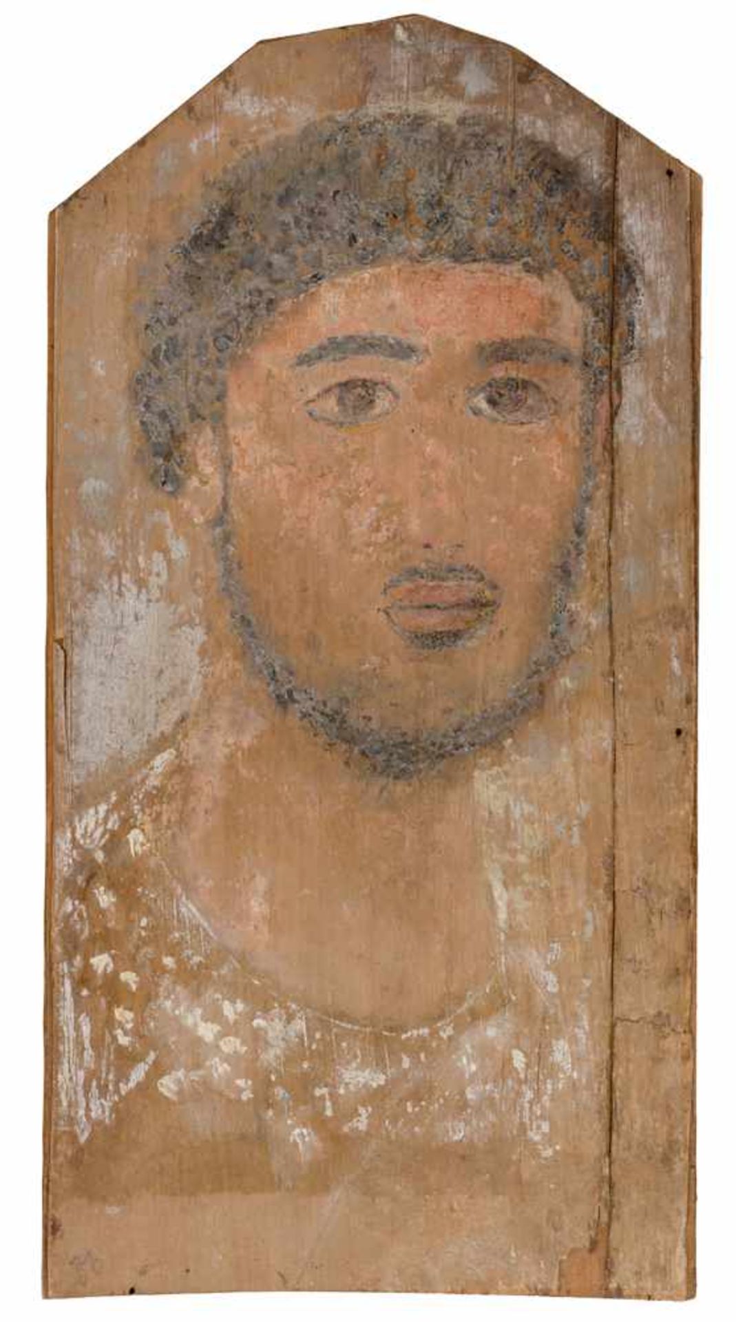 * Ägyptisches Mumien-Portrait (Fayum-Portrait) eines jungen Mannes 2. Jh. nach Chr. 36 x 17,5 cm Auf