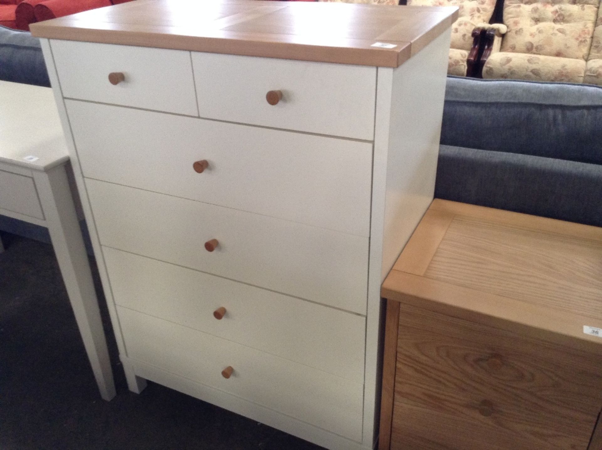 ATLANTA IVORY AND OAK 2 OVER 4 CHEST OF DRAWERS (r