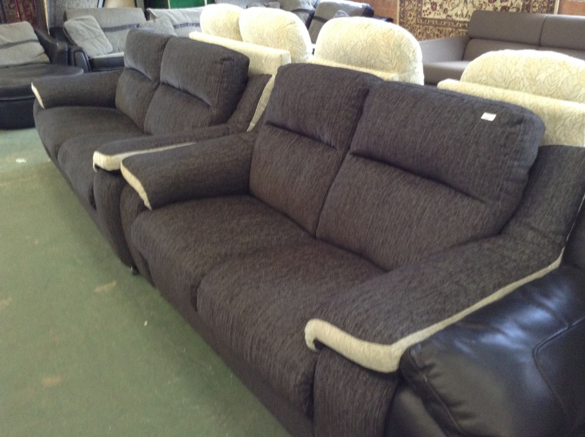 CHARCOAL FABRIC 3 SEATER SOFA AND 2 SEATER SOFA