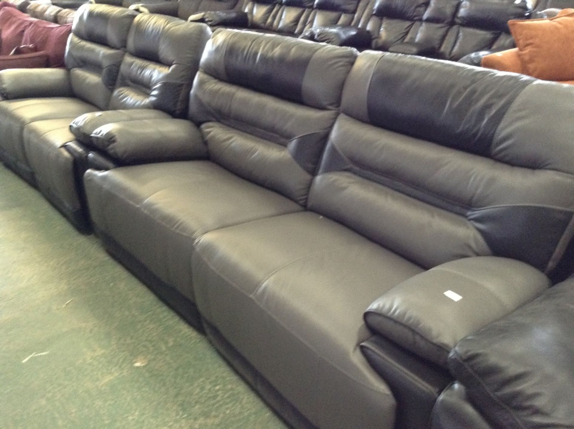 GREY AND BLACK ELECTRIC RECLINING 3 SEATER SOFA AN