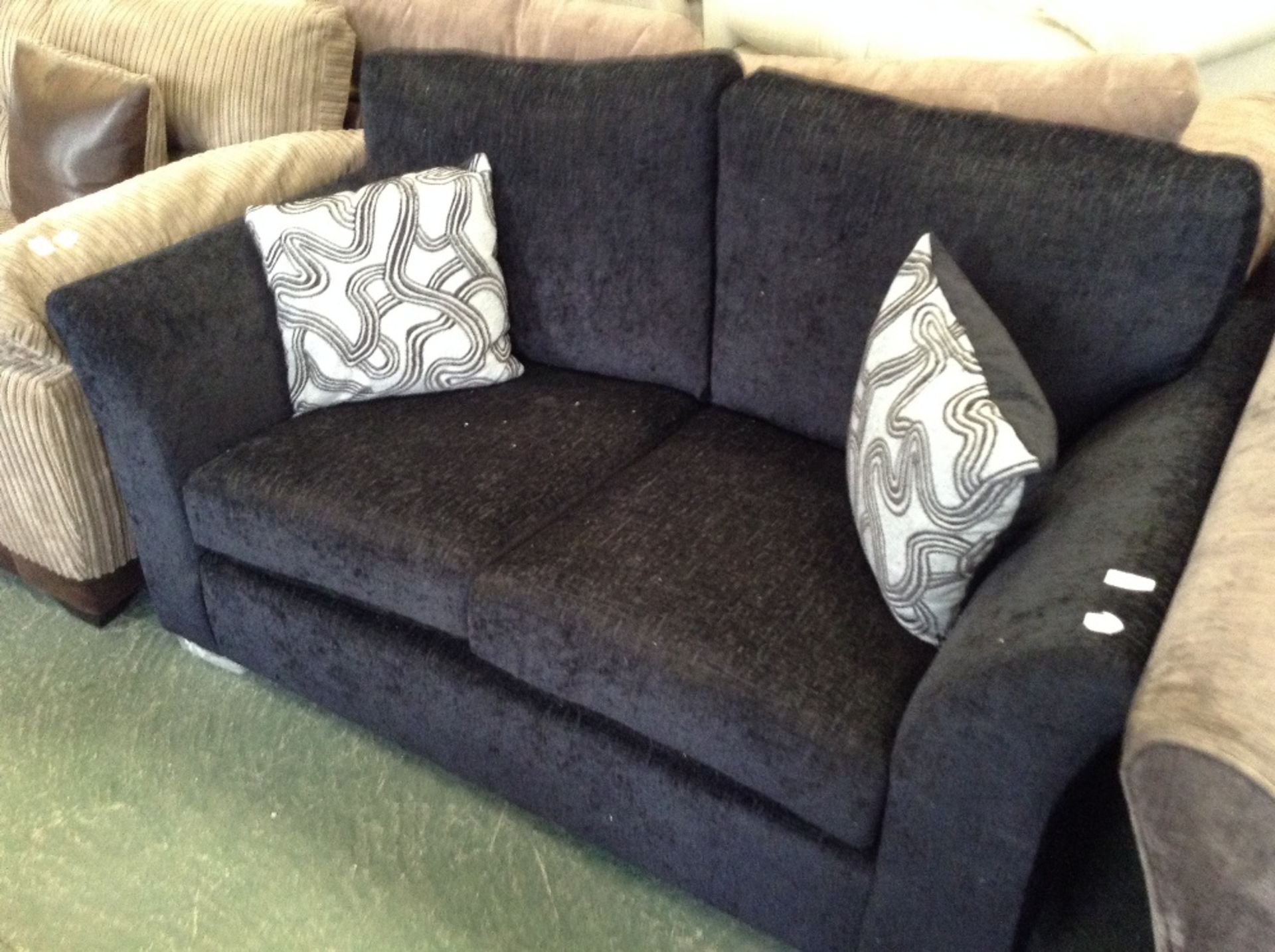 HATTIE CARLTON BLACK 2 SEATER SOFA