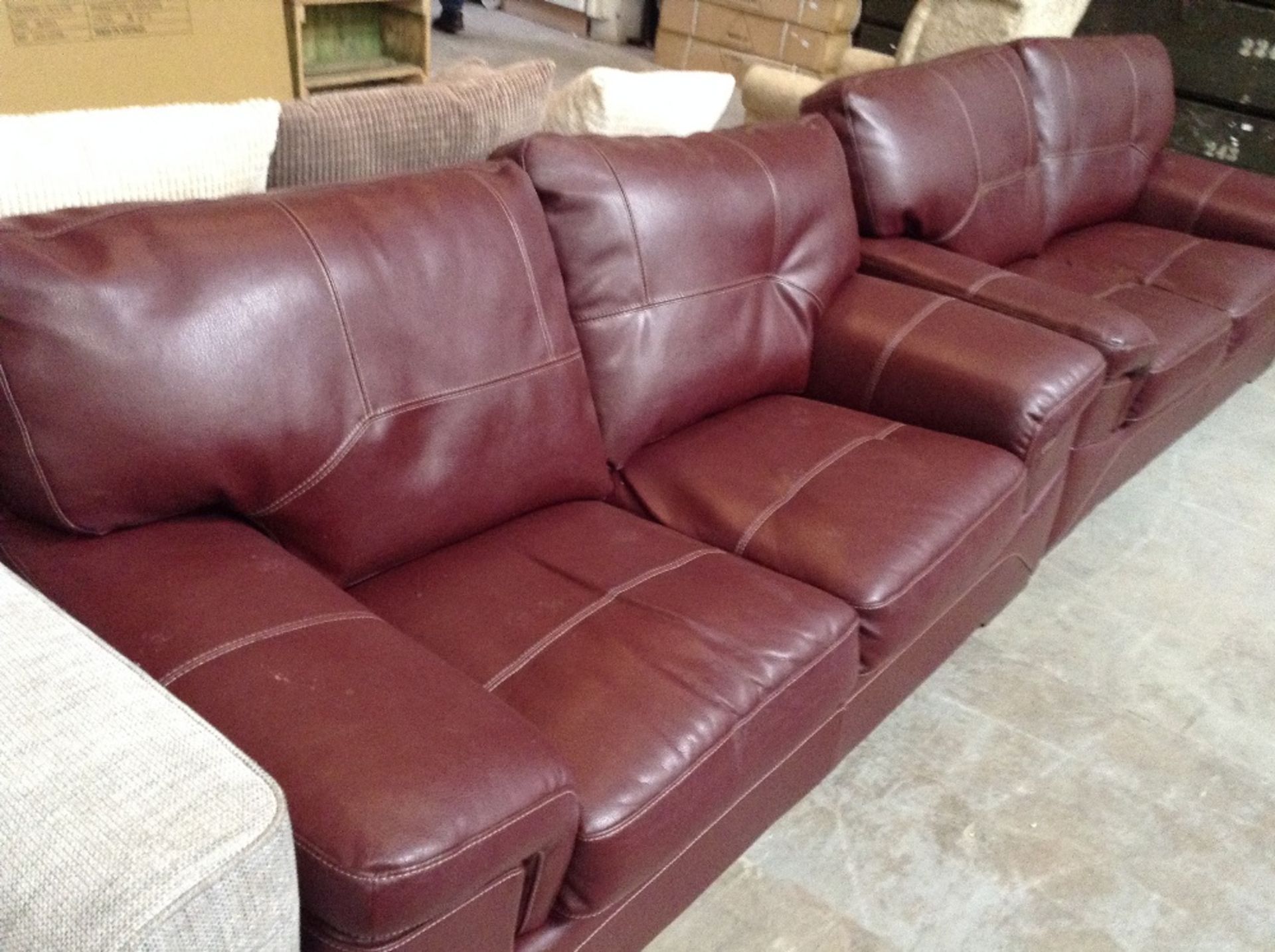 RED ENDURANCE LEATHER 2 x 2 SEATER SOFAS (leather