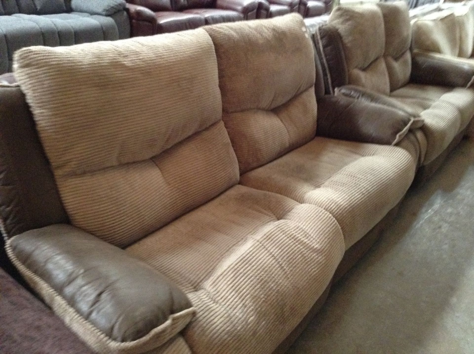 NUTMEG AND BROWN ELECTRIC RECLINING 3 SEATER SOFA