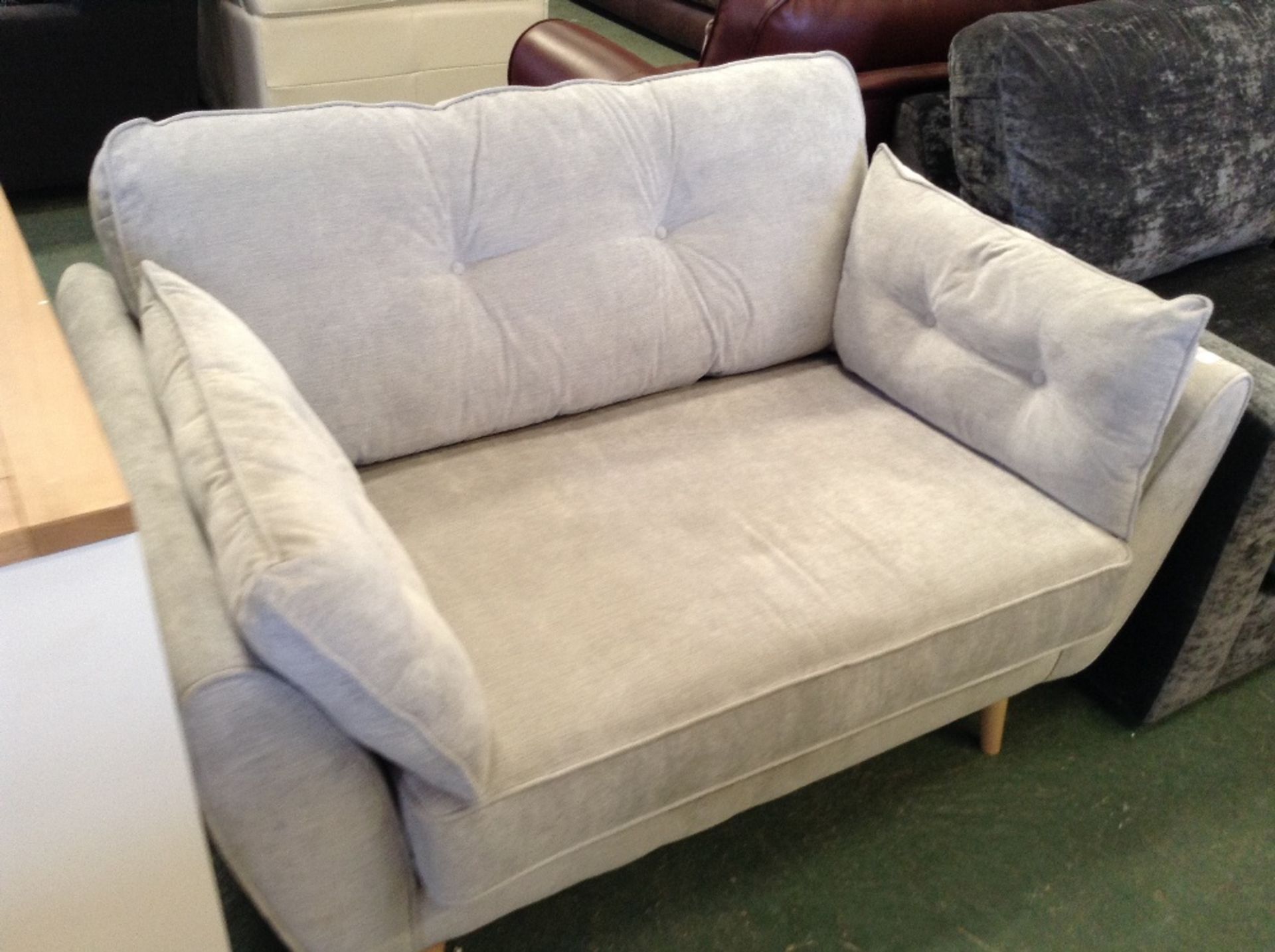 GREY BUTTON BACK SNUG CHAIR