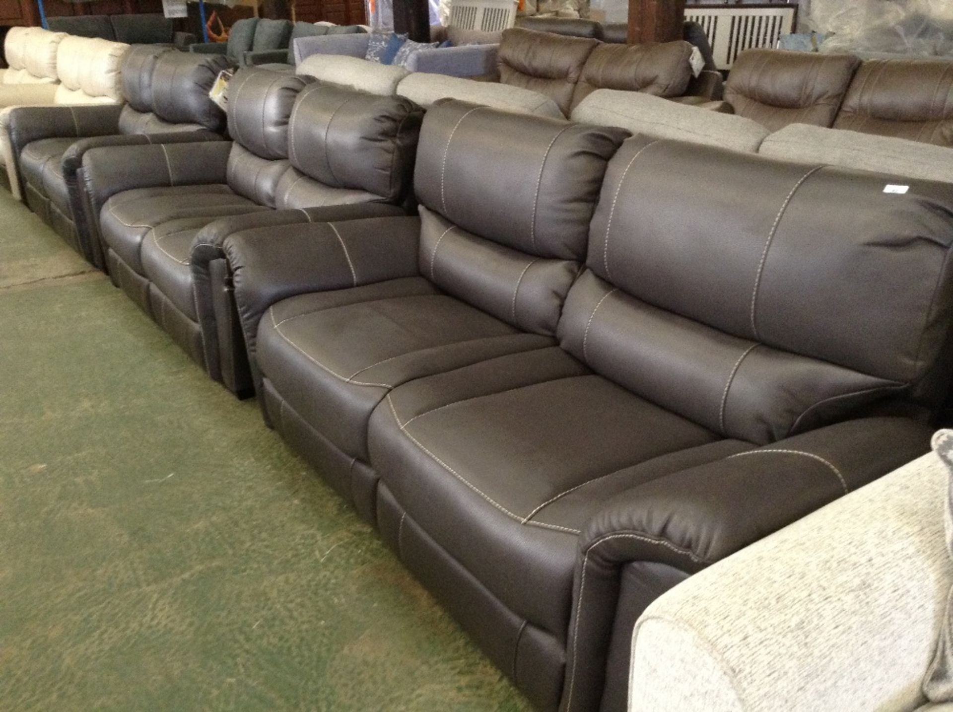 GREY AND BLACK ENDURANCE LEATHER 2 x 2 SEATER SOFA