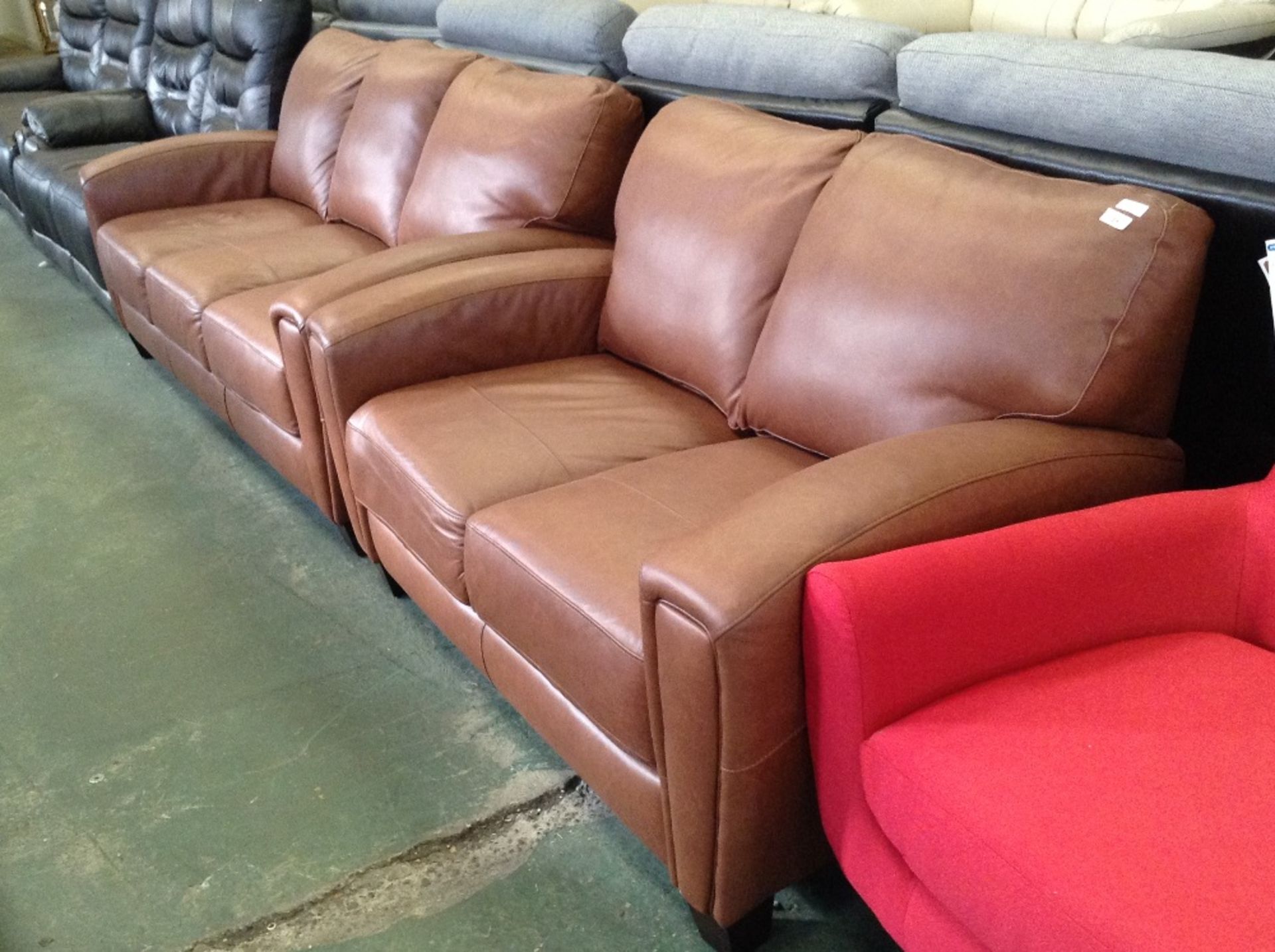 BUFFALO BROWN LEATHER 3 SEATER SOFA AND 2 SEATER S