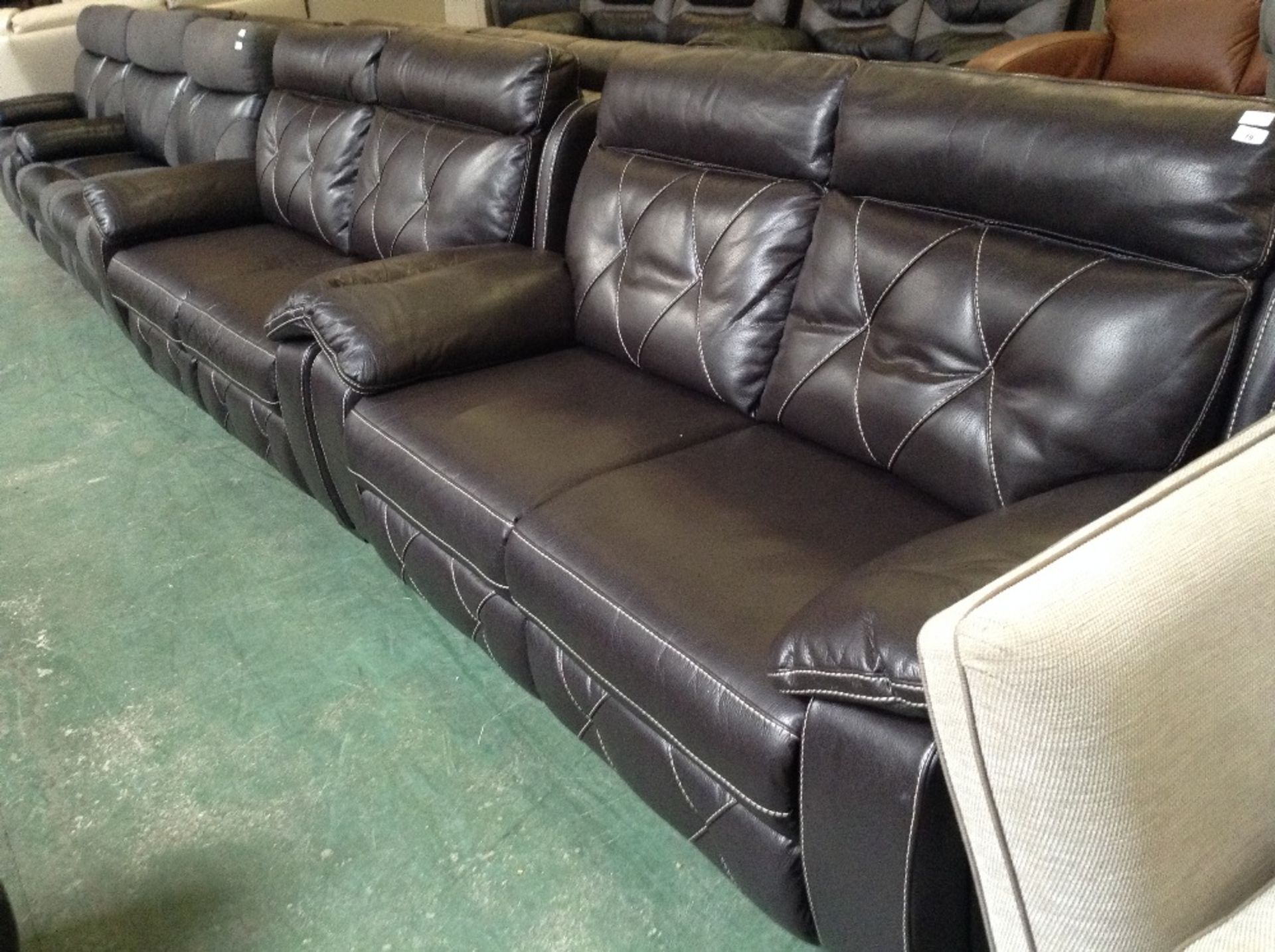 BROWN ENURANCE LEATHER WITH WHITE STITCH 3 SEATER