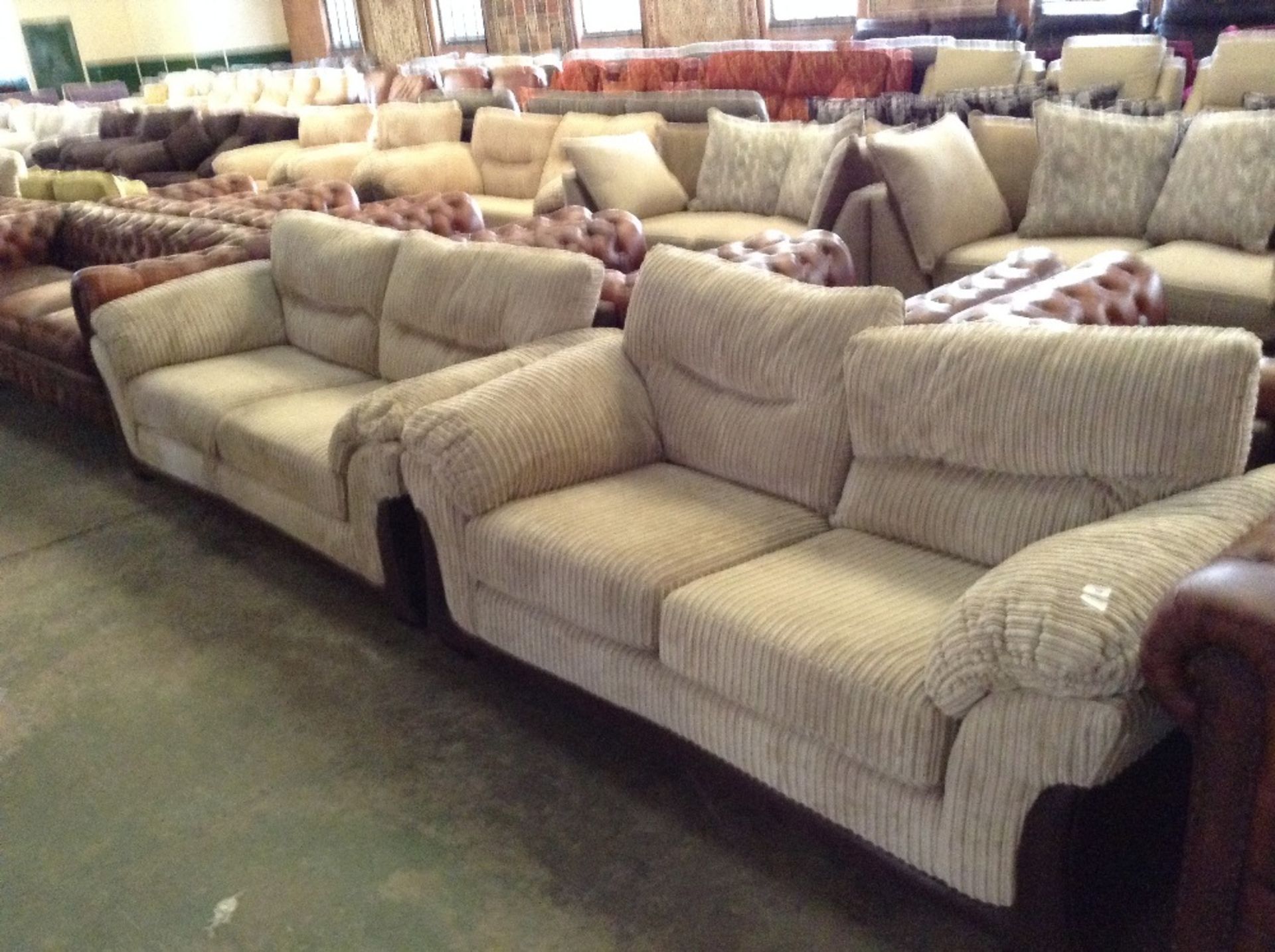 MINK AND BROWN 3 SEATER SOFA AND 2.5 SEATER SOFA (