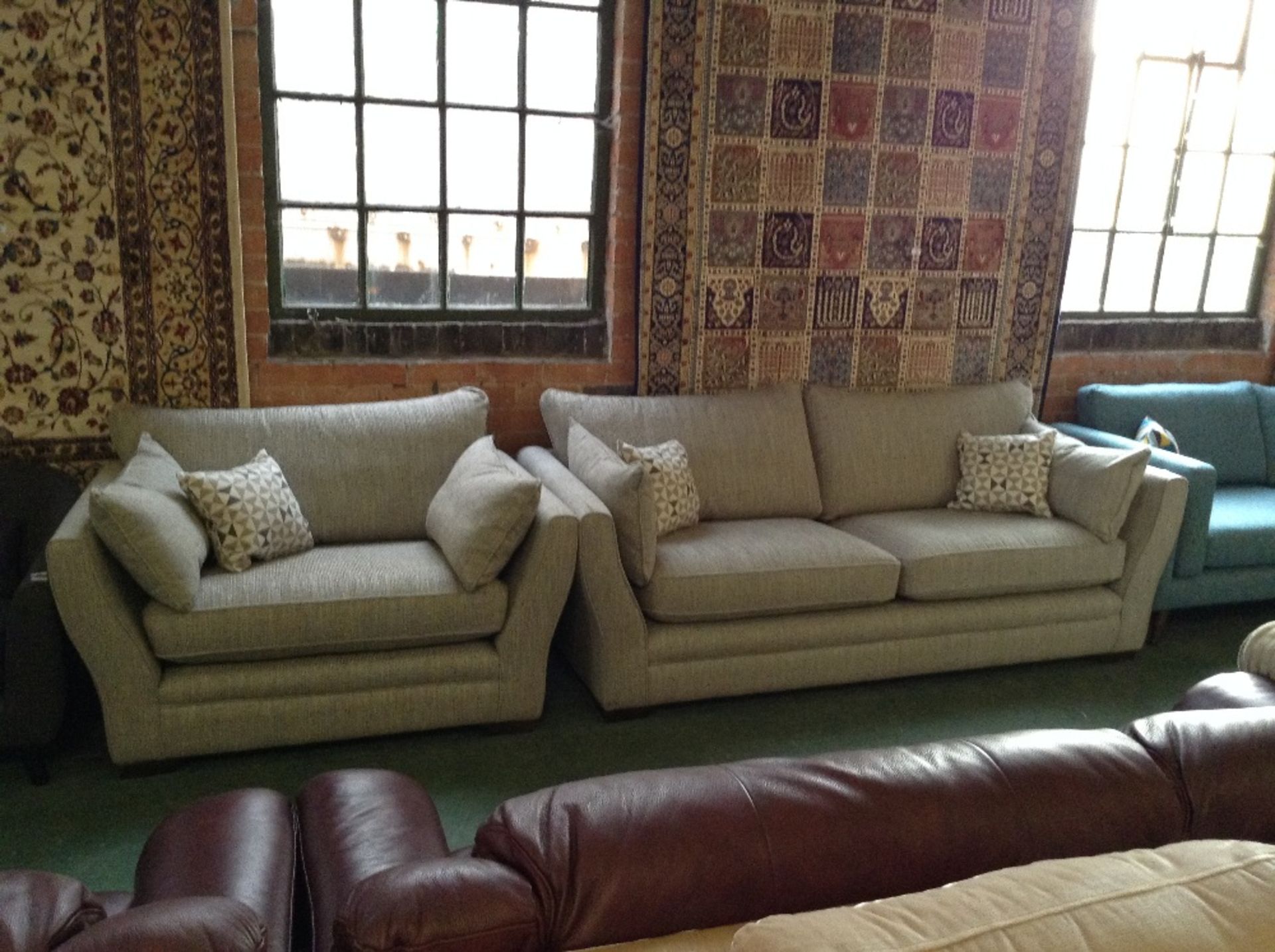 BISCUIT 3 SEATER SOFA AND LARGE SNUG CHAIR
