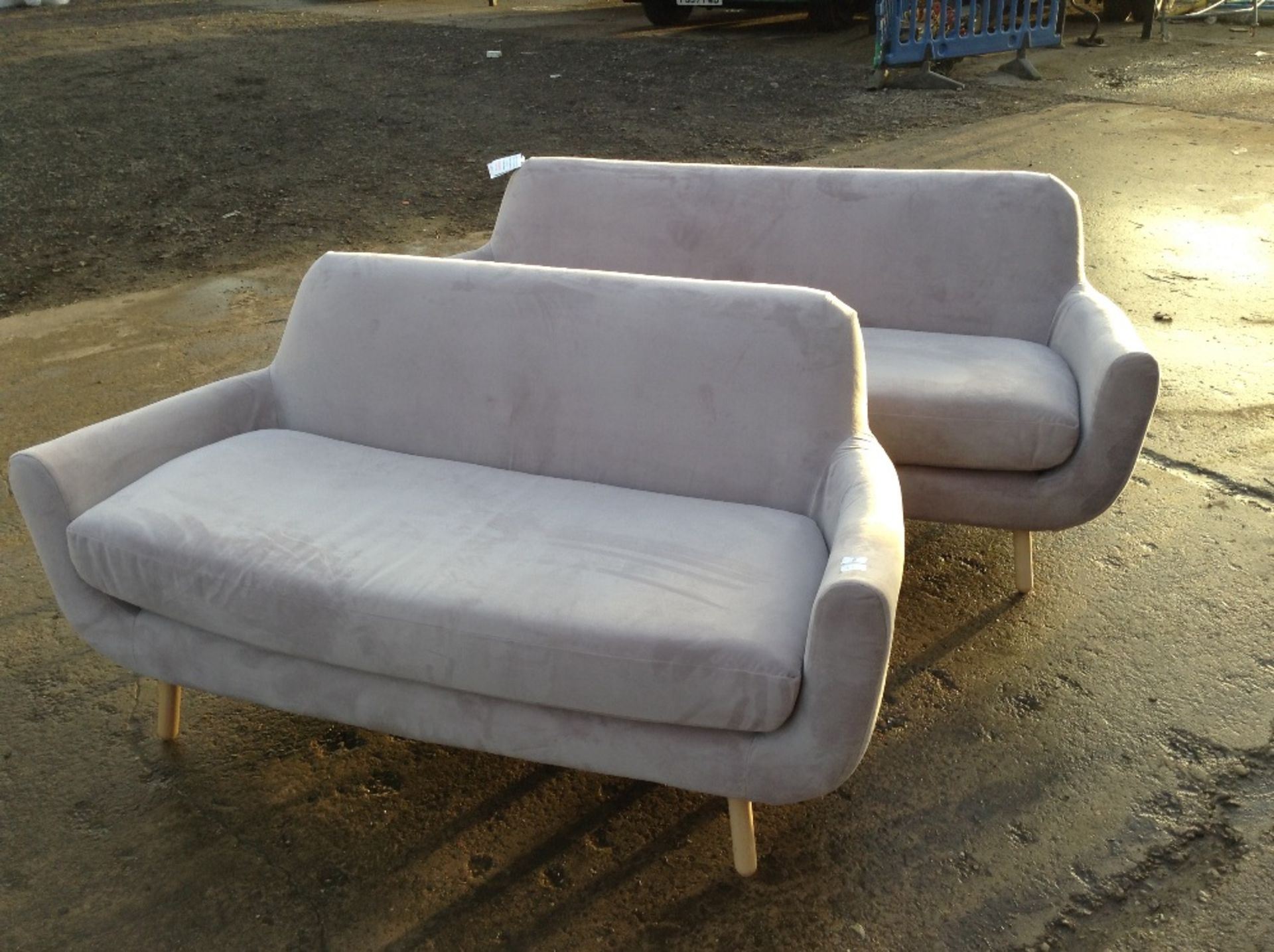 LIGHT PURPLE 3 SEATER SOFA AND 2 SEATER SOFA