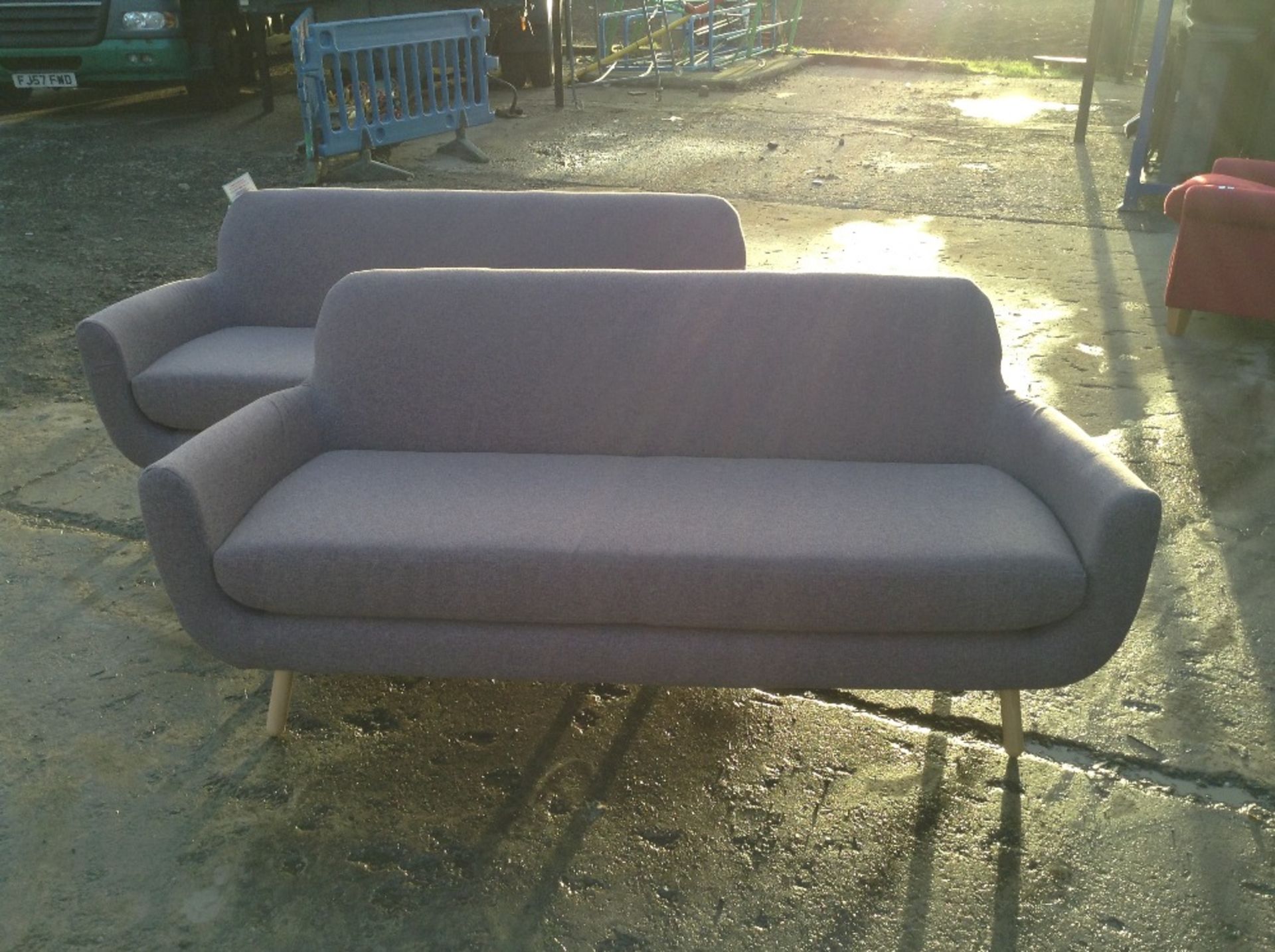 LIGHT PURPLE 3 SEATER SOFA AND 2 SEATER SOFA (2)