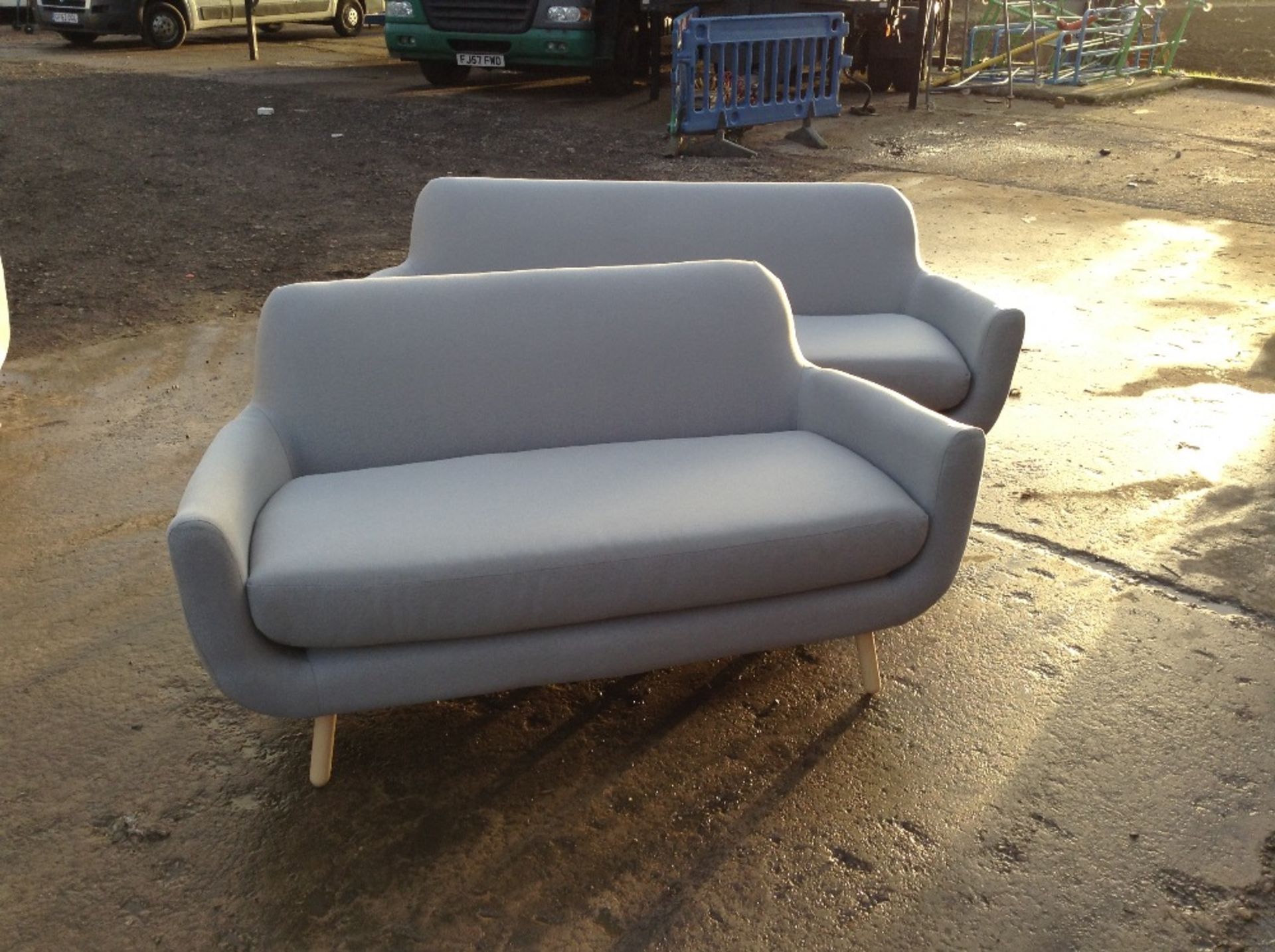 LIGHT GREY 3 SEATER SOFA AND 2 SEATER SOFA