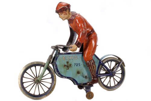 Tin Plate Toy Motorcycle - 'Lehmann' - 'Echo' - Clockwork - Circa. 1907 - some wear & marks - L 22cm - Image 2 of 2