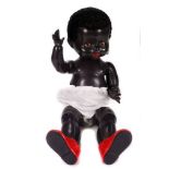 Pedigree Doll - English 1950s Hard Plastic Black Doll - Some wear & minor marks - T 50cm