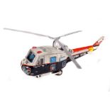 Tin Plate Toy Helicopter - Japanese - 1970s Battery Operated - Some wear & marks - L 37cm W 9cm