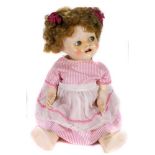 Pedigree Doll - English 1950s Hard Plastic Doll with Flirty Eyes - Some wear & marks - 50cm Tall