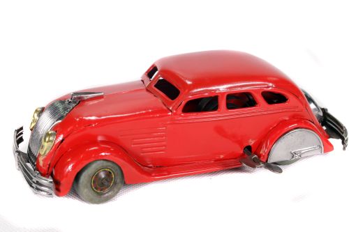 Tin Plate Toy Car - Japanese - Airflow - Clockwork - Circa 1950s. - some wear minor marks & touch