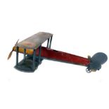 Primitive Toy Plane - Homemade Timber and Tin Bi-Plane - Circa. 1920s - Some wear & marks - L 50cm W