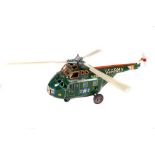 Tin Plate Toy Helicopter - 'US Army' - 1960s Japanese Clockwork - Some minor marks & wear - L 30cm W