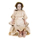 Antique Wax Head Doll - English circa 1870's. Poured wax head arms & legs with glass eyes and