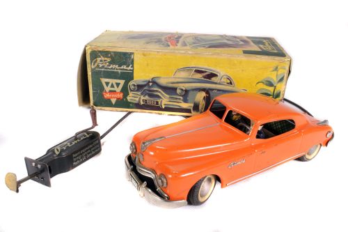 Tin Plate Toy Car - 'Arnold Germany' - circa 1950s - Clockwork remote control with original box -