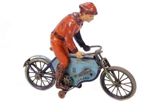 Tin Plate Toy Motorcycle - 'Lehmann' - 'Echo' - Clockwork - Circa. 1907 - some wear & marks - L 22cm