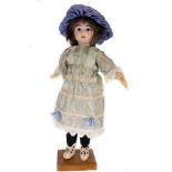 Antique China Head Doll - Unknown German Maker - Circa. 1920s with Bisque Head Glass Eyes and