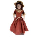 Antique China Head Doll - 'Hertel Schwab? Germany' - 1920s - Bisque Head Arms and Legs with a Kid