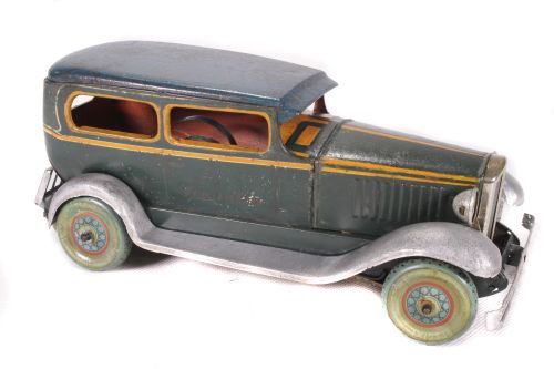Tin Plate Car - Japanese - 1930s Clockwork Taxi Car - some wear marks & touch ups - L 25cm W 11cm - Image 2 of 2