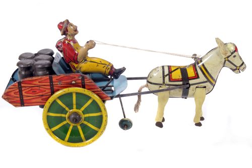 Tin Plate Toy - 'Lois Marx' (USA) - 'Hee Haw' horse cart & driver - Circa. 1940s - some wear & marks - Image 2 of 2