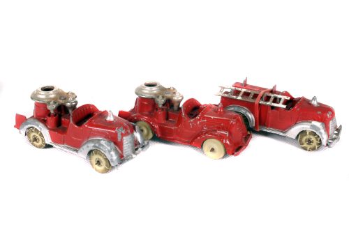 Die Cast Toys X 3 - 'Hubley USA' - all Fire Engines - Cast Alloy bodies- Circa. 1940s - Some