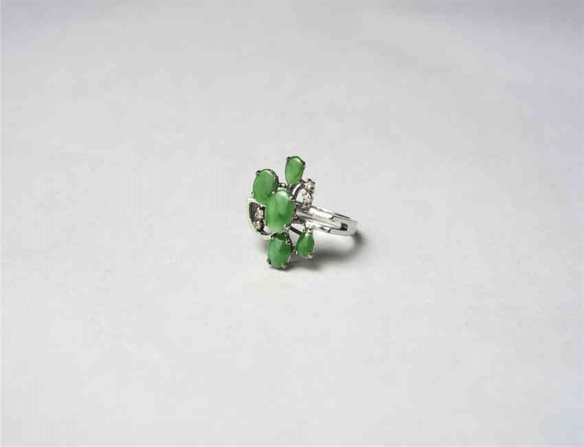 Jadeite Ring, 18k White Gold & Diamond Set 18K白金钻石翡翠戒指