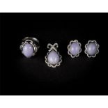 Lavender Jadeite Ear Studs, 18k White Gold & Diamond Set Lavender Jadeite Pendant, 18k White Gold &