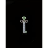 Jadeite (Icy Variety) & Emerald Key Pendant, 18k Gold and Diamond Set (NGI Certified)
