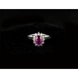 Pink Sapphire Ring, 18k White Gold & Diamond Set (NGI Certified) 艳粉红蓝宝石18k白金钻戒