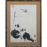 Zheng Yuebo (1907 – 1991) Cat and Butterfly Hanging Scroll, ink & color on paper Mounted and