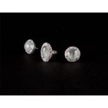 Jadeite (Icy Variety) Ring, 18k White Gold, Diamond and Gem Stones(Ruby & Sapphire) Set (NGI