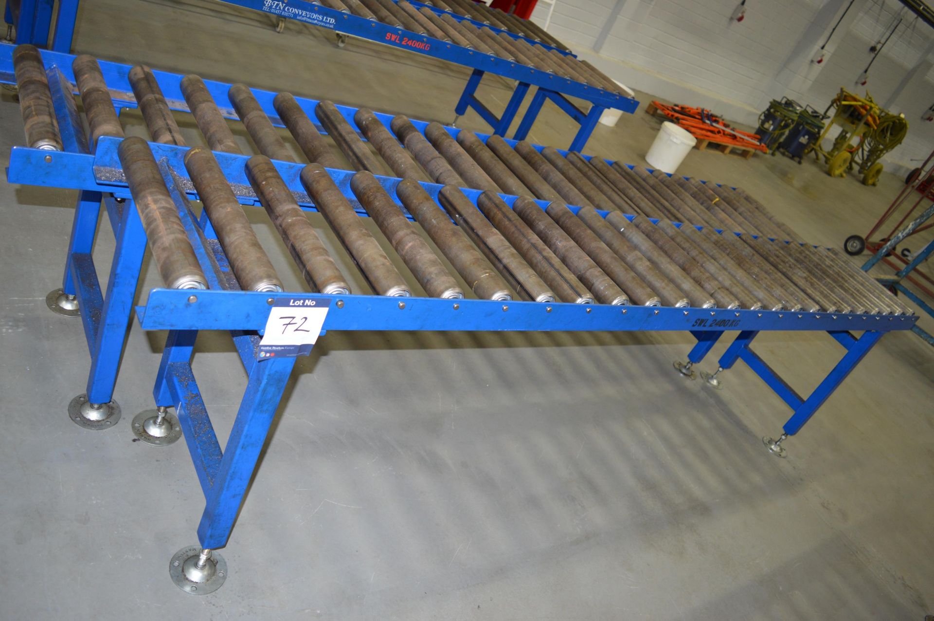 2 x BTN Conveyors Ltd Steel Framed Roller Conveyor