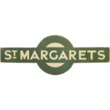 Railway Station Target Signs, St Margarets: A Southern Railway target sign, ST MARGARETS, a