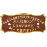 Railway Wagonplates, Glasgow & South Western Railway, 1913: A Glasgow and South Western Railway