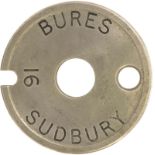 Single Line Tablets, Bures-Sudbury: A Tyers single line tablet, BURES-SUDBURY, (alloy), from the