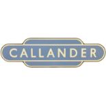 Railway Station Totem Signs, Callander: A BR(Sc) totem sign, CALLANDER, (f/f) from the Dunblane to