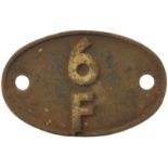 Railway Locomotive Shedplates, 6F: A shedplate 6F Bidston (1949 to February 1963) then Machynlleth