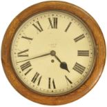 Railway Clocks and Watches, LNER 12'' Roundhead: A mid-20th century solid oak 12 inch LNER roundhead